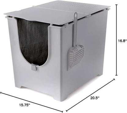 Modkat® Flip Litter Box, Front-Entry, Full Height Seamless Base, Reusable Litter Liner, Sifting Litter Scoop, 2X Bamboo Charcoal Filters