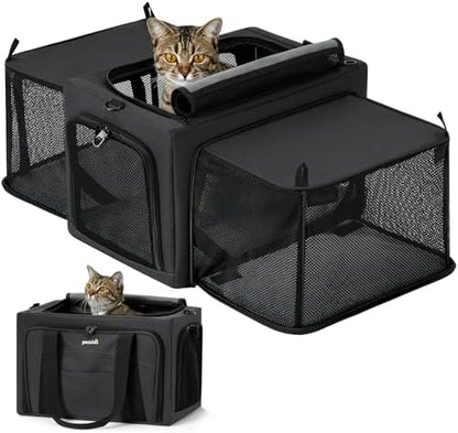 Pecute Cat Carrier Expandable, Stable Pet Carrier, Dark Gray