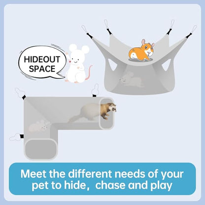 Large Caliber Guinea Pig & Rat Tunnel Hideout & Hammock, Corner Hideout Toy for Guinea Pig, Ferret, Hedgehog & Piggy to Hide and Shuttle (3. Tunnel-Watermelon)