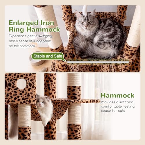Globlazer 83inch Sturdy Multi-Level Tall Cat Tower, Leopard Print
