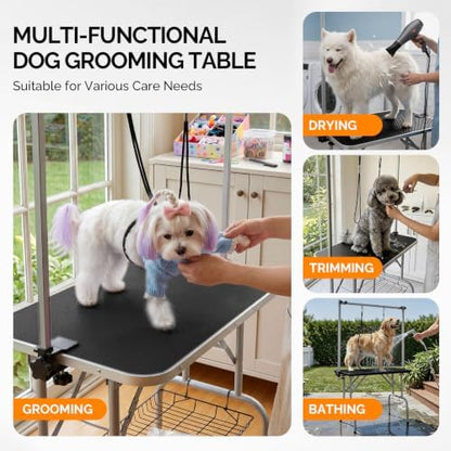 VINGLI Dog Grooming Table, 32“ Adjustable Pet Grooming Stand