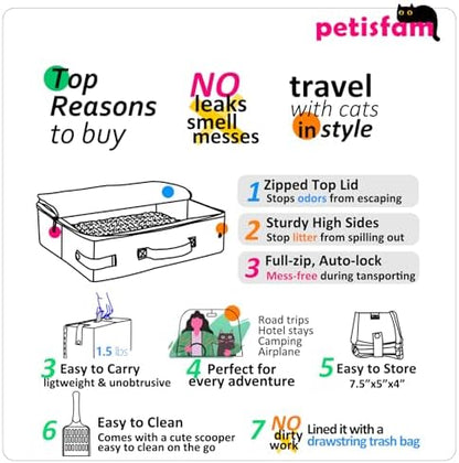 Smell-Contained Portable Cat Travel Litter Box