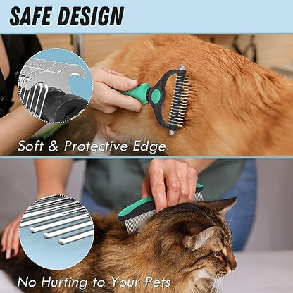 Docrok Pet Grooming Brush and Metal Comb Combo