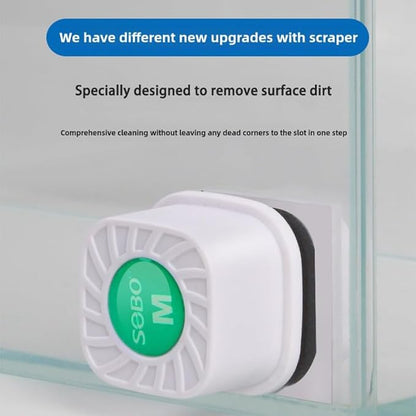 Mini Magnetic Aquarium Brush with Scraper Blade - Fish Tank Dirt Remover for Small Glass/Acrylic Tanks, Safe for Betta & Shrimp (5-20 Gallon) (Middle with Scraper)