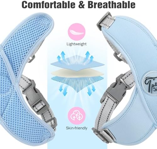 Pawaboo Small Dog Harness and Leash Set, Puppy Harness X-Frame Adjustable