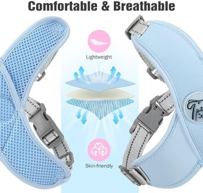 Pawaboo Small Dog Harness and Leash Set, Puppy Harness X-Frame Adjustable