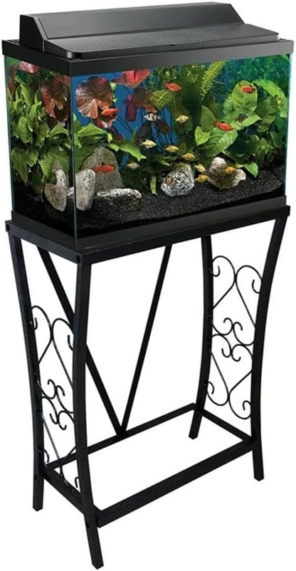 MAKLAINE Traditional Steel 10 Gallon Metal Aquarium Stand in Black