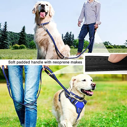 WINSEE Pet Harness Collar and Leash Set, All-in-one Reflective Dog Harness No