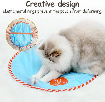 Migipaws Interactive Cat Ball Toy Set, Fun Tracker, Glowing Chase Ball with MystiChaser Pouch, Fluffy Tail, A Small Mice (White)