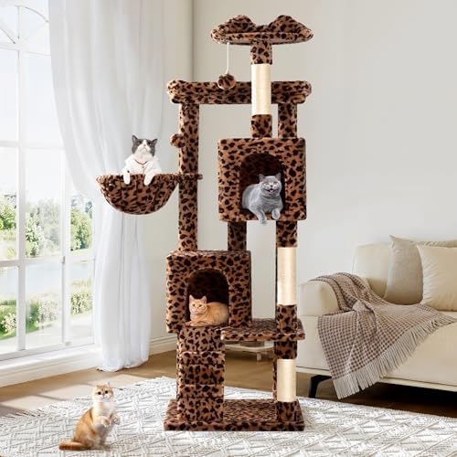 Allewie 64 Inches Cat Tree Tower/Multi-Level Activity Center