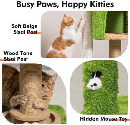 WOOCHPET Cat Tree with Sisal Scratching Posts and Cat Toys