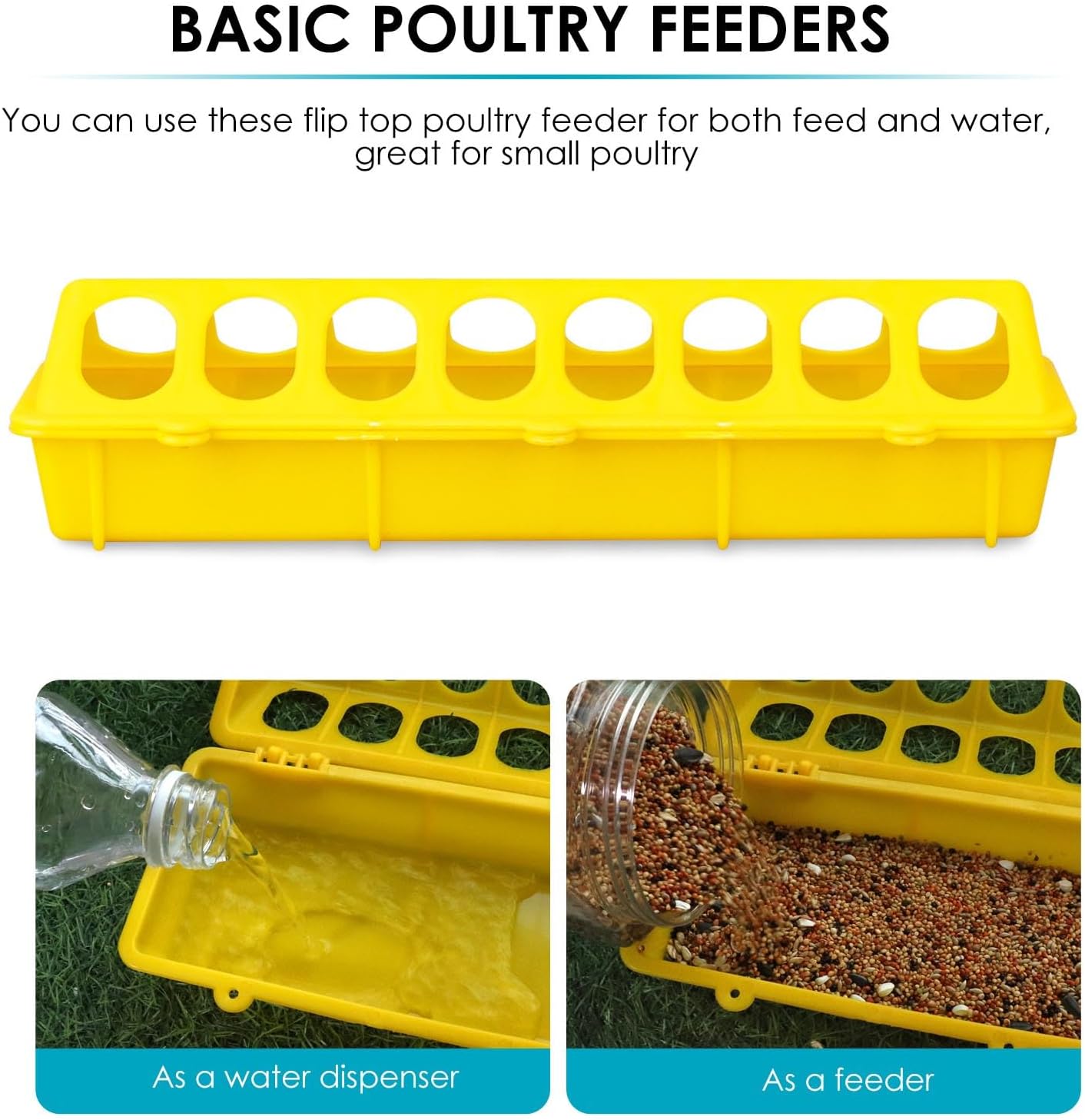 Little Giant Flip-Top Poultry Ground Feeder 20-Inch, Yellow 2-Pack
