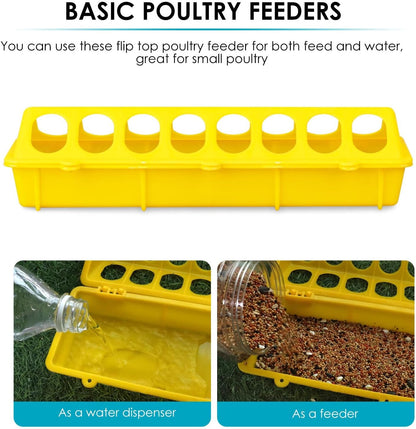 Little Giant Flip-Top Poultry Ground Feeder 20-Inch, Yellow 2-Pack
