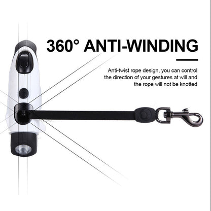 Pet Dog Automatic Retractable Fiber Night Safety LED Automatic Leash