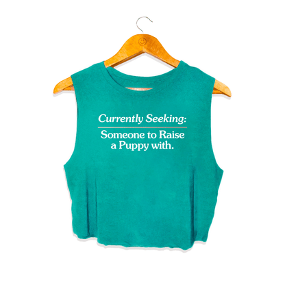 Currently Seeking Crop Top | Gift for Dog Lovers Made in USA