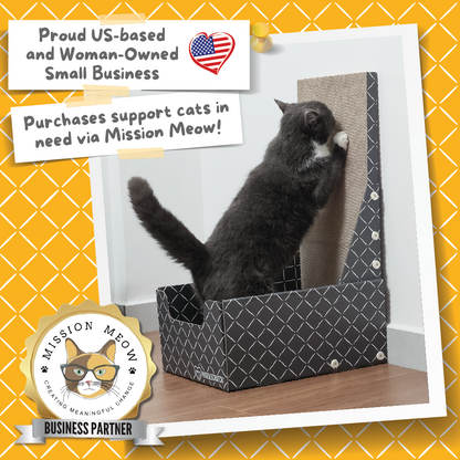 26" L Shaped Cat Scratcher Box and Cat Bed with Double-Sided Cardboard Cat Scratch Pad