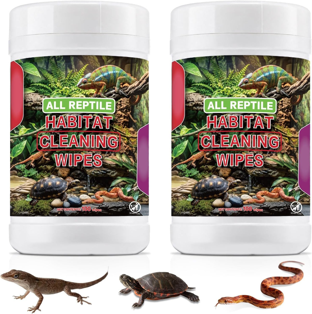 Reptile Habitat Cleaning Wipes – 2 Pack, 200 Count