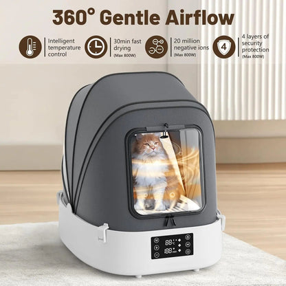 Automatic Foldable Pet Dryer Box 360° Airflow Grooming Blower for Dogs Cats