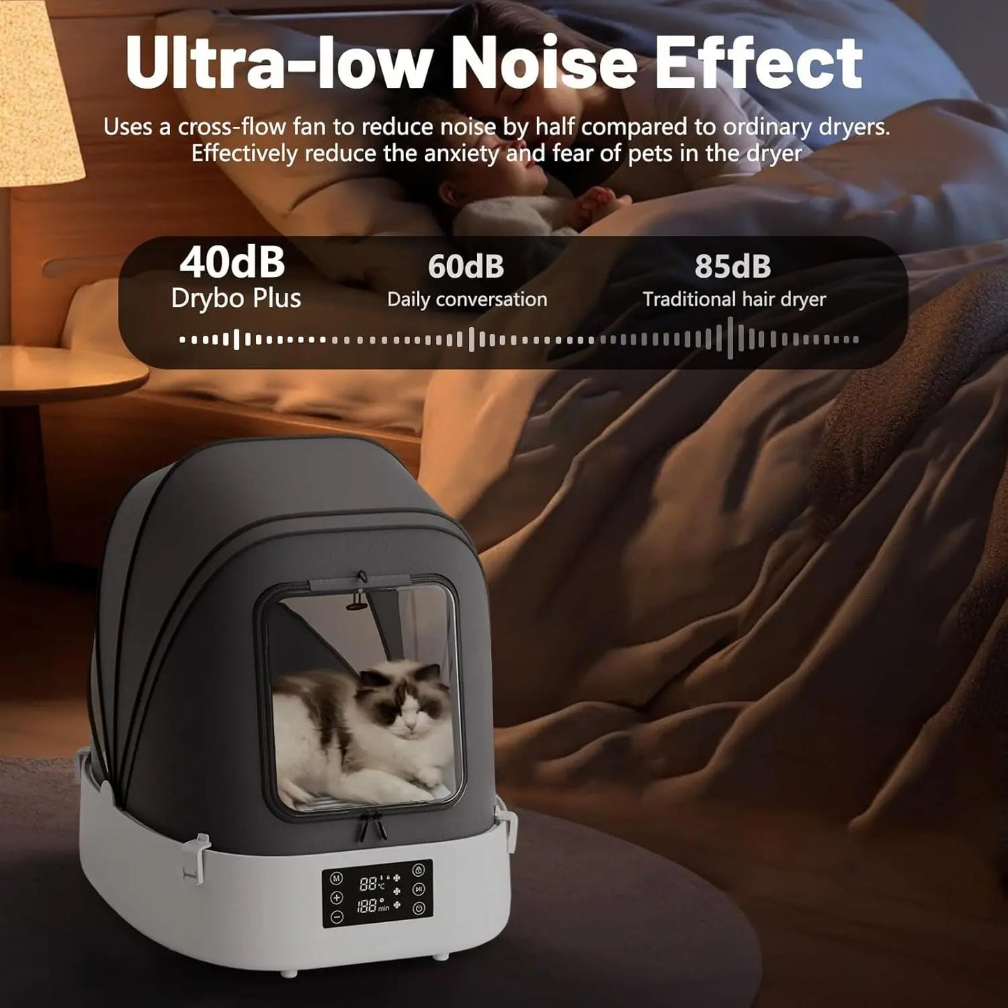 Automatic Foldable Pet Dryer Box 360° Airflow Grooming Blower for Dogs Cats