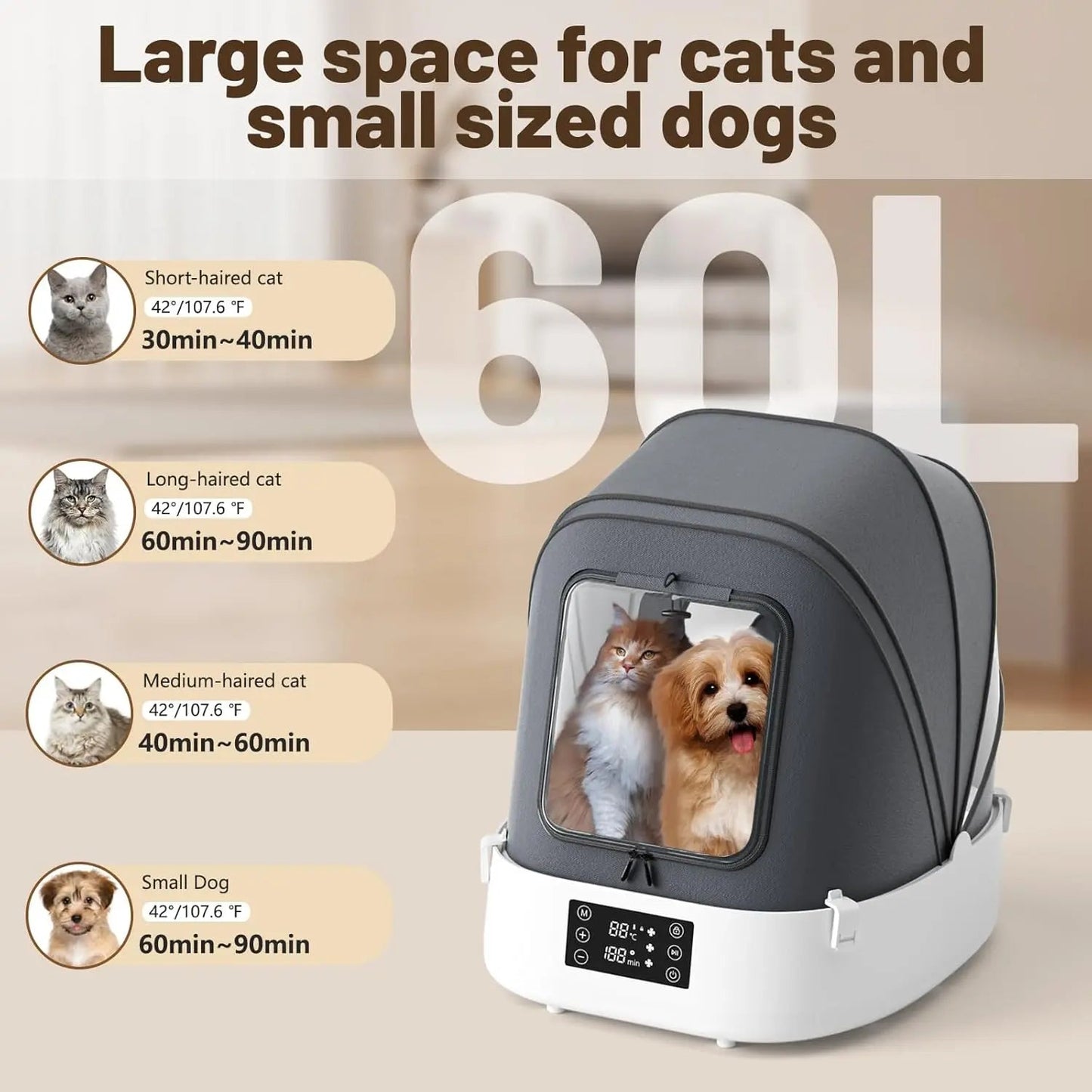 Automatic Foldable Pet Dryer Box 360° Airflow Grooming Blower for Dogs Cats