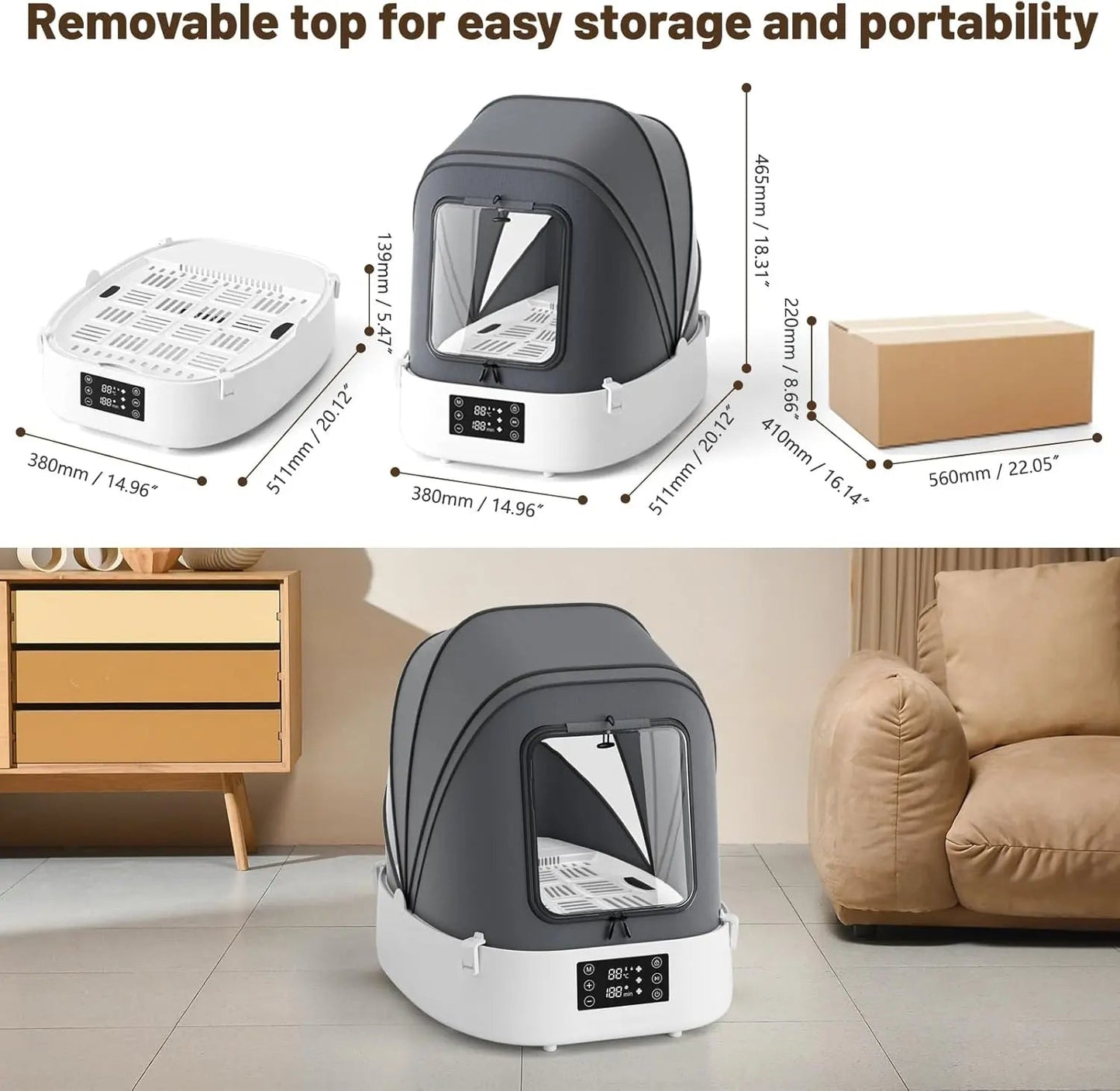 Automatic Foldable Pet Dryer Box 360° Airflow Grooming Blower for Dogs Cats