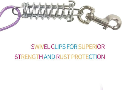 Petest 25ft Tie-Out Cable with Crimp Cover & Buffer Spring for Large Dogs Up to 90 Pounds