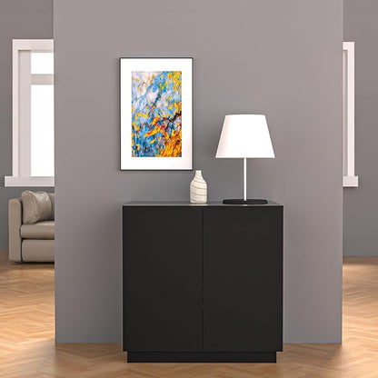 Large/Tall Litter Box Enclosure, Modern Wooden Litter Box Furniture for XL Litterbox with Hidden Storage as Sideboard Cabinet (Black)