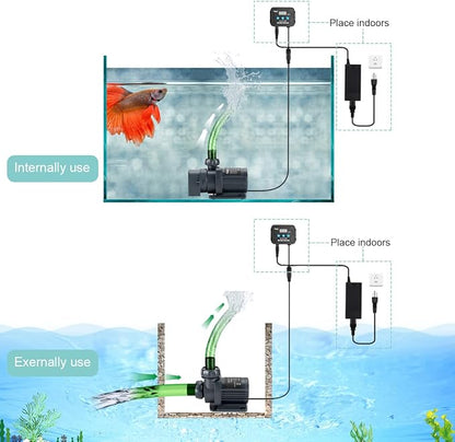 Hygger 2120GPH Quiet Submersible and External 24V Water Pump, with Controller (30%-100% Settings), Powerful Return Pump for Fish Tanks, Aquariums, Ponds, Fountains, Sump, Hydroponics (65W, 18ft)
