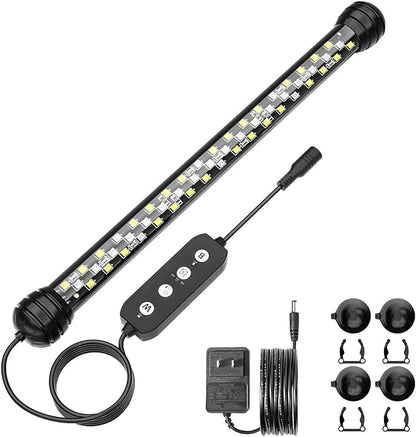 Led Aquarium Light with Timer, Submersible Aquarium Plant Light, Fish Tank Light with Auto On/Off, 3 Lighting Modes, Adjustable Brightness (11 inch for 12-23inch Planted Tank), 7W