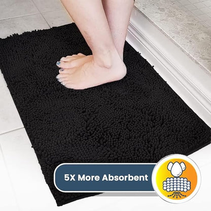 Muddy Mat® Original Dog Door Mat for Muddy Paws, Super Absorbent Microfiber, Non-Slip Washable Pet Rug, Quick Dry Chenille Entryway Carpet, Machine Washable Indoor Outdoor mat, Black 24"x120"