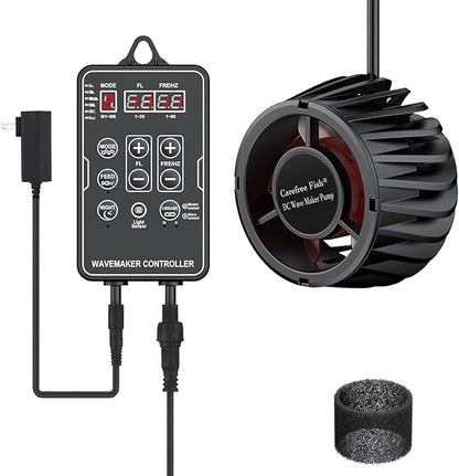 Carefree Fish Magnetic Aquarium Wave Maker Quiet and Powerful DC 24V Powerhead with Digital Led Display Controller Submersible Water Inverter Circulation Pump for Freshwater and Saltwater