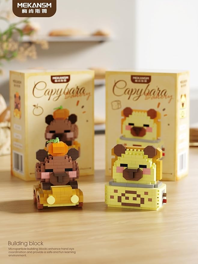 Bread Maker Cute Capybara Baking Bread Series Mini Building Toy Kawaii Animals Set Micro Adorable Pet Buildings Small Bricks Gifts Toys