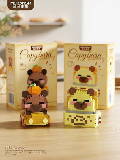 Bread Maker Cute Capybara Baking Bread Series Mini Building Toy Kawaii Animals Set Micro Adorable Pet Buildings Small Bricks Gifts Toys
