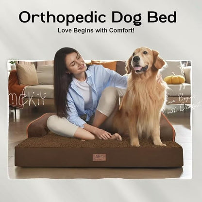 Dog Bed Medium Size Dog-Orthopedic Waterproof Bed for Dogs,Foam Couch Sofa with Washable Removable Cover & Non-Slip Bottom-Coffee
