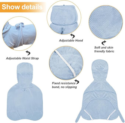Medium to Large Size Dog Bathrobe, Quick Drying Super Absorbent Used for After Bathing, Warm Dog Towels, Adjustable Hoodies and Belts for Pet Dogs Bath Clothes Products (Blue Jacquard, 3XL)