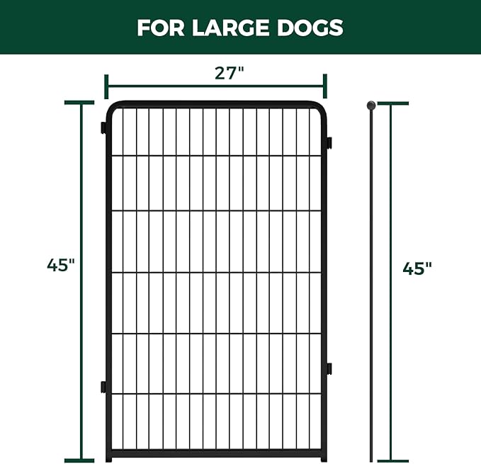 FXW Homeplus Unleashed Indoor Dog Playpen - Stress-Free and Safe Play, Heavy Duty 45 Inch 2 Wire Panels Dog Pen for Large Dogs, Black│Patented