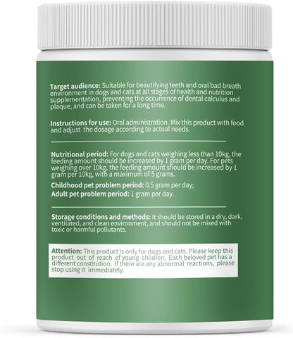 Dog Dental Powder, 6 oz, Dog Teeth Cleaning Powder & Cat Breath Freshener, Plaque Off Pet Tooth Cleaning - Combating Dental Plaque, Tartar Cleaning and Removal, Fighting Bad Breath, Oral Care