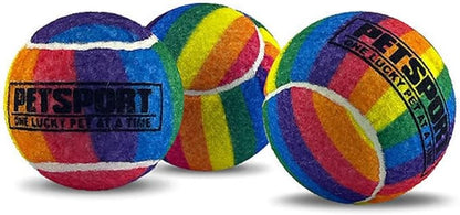 Petsport Tuff Balls Rainbow Squeaky Ball 1.8in 3Pk