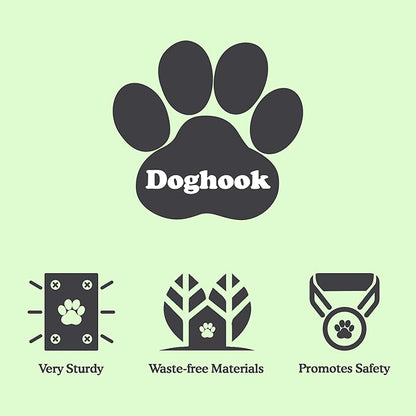 Canine Hitch- Secure Dog Leash Parking Wall Slim Hook with Clip 6 Pack - Tie Out Stainless Steel & ABS Mounting Plate for Strength - Practical Lead Management for Home & Business