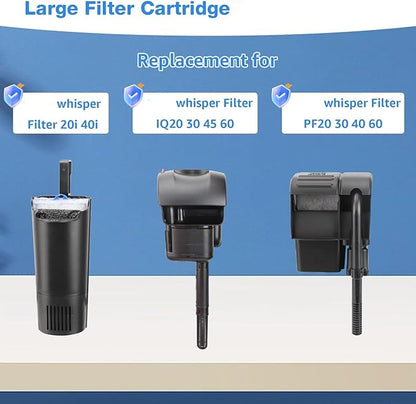9 Count Assembled Large Filter Cartridges Compatible with Tetra Whisper Bio-Bag Filters 20i 40i IQ20/30/45/60 PF20/30/40/60, Large Replacement Filter Cartridges for Whisper Filters & Aquariums
