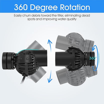 hygger Wave Maker with Controller for Feeding, 1320 GPH Ultra-Silence Aquarium Powerhead with Strong Magnet Suction Base for Freshwater or Saltwater Fish Tank, 360° Rotating Aquarium Wavemaker