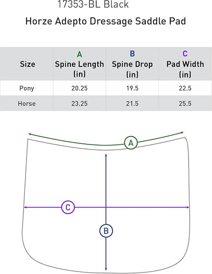 HORZE Adepto Quilted Quick-Dry Dressage Saddle Pad for Horses with Two-Tone Trim