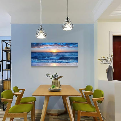 canvas wall art for living room Blue Ocean Sea sun landscape painting bathroom Wall Decor Ready to Hang for Home Decorations office family bedroom kitchen Works canvas Prints pictures 20" x 40"inch