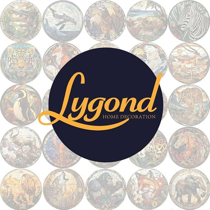 Lygond Metal Sign Tin Sign Circular Stained Glass Red Fox Wall Art for Bar 8×8 Inches
