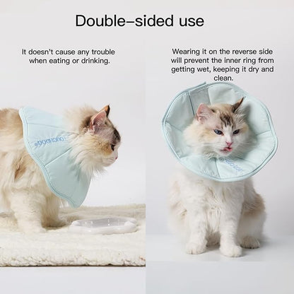 Touchdog Foldable Dog Cone Collar for Cats & Dogs - Adjustable Soft Recovery Collar with Waterproof PU Coating, Lightweight Design, 24.5cm/9.6in Wide Barrier (Blue, M)