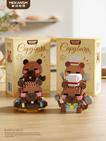 Bread Maker Cute Capybara Baking Bread Series Mini Building Toy Kawaii Animals Set Micro Adorable Pet Buildings Small Bricks Gifts Toys