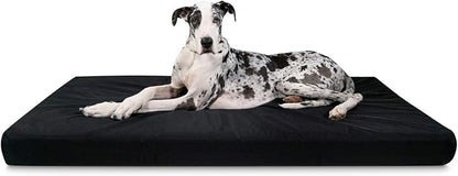 K9 Ballistics Tough Ripstop Orthopedic Rectangle Dog Bed Removable Washable Cover, Solid Orthopedic Foam for XX-Large Dogs 68"x40", Obsidian Black