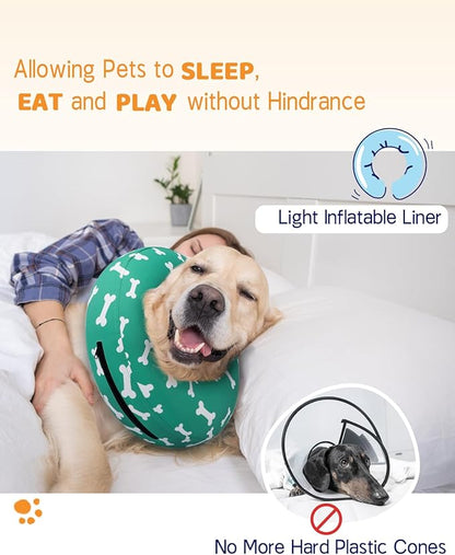 Super Inflatable Dog Cone Alternative - Soft Recovery Collar for Small to Large Dogs