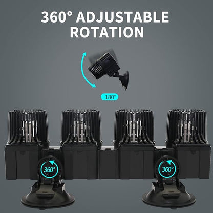 Upettools 12680 GPH Wave Maker Aquarium Circulation Pump - 4-Head Powerful Submersible Powerhead for Fresh & Saltwater Tanks (180-300 Gallons) with Adjustable Flow - Black
