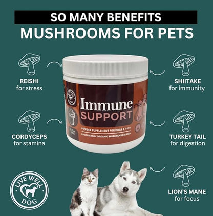 Immune Support Powder Food Topper, Large 6.35oz, Proprietary Organic Mushroom Blend, 300g